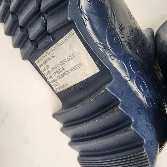 Ugg Wilshire Navy Rubber Rain Boots Womens Size 7 Tall Fur Insole - Picture 3 of 7